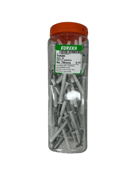 Nail in white rimmed 6X70mm