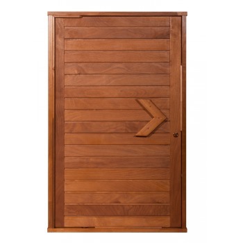 Horizontal slat wooden handle pivot door